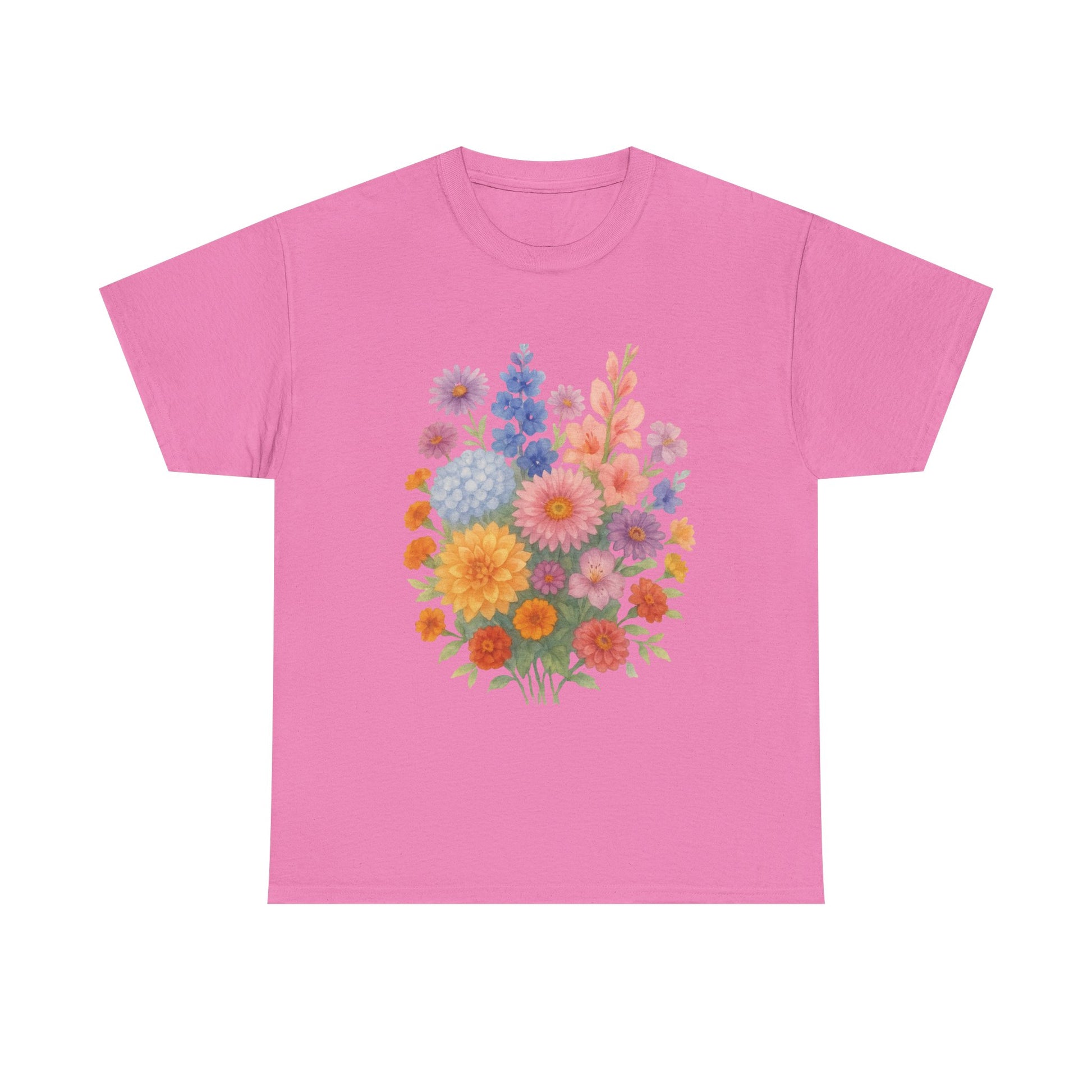 Floral Unisex Heavy Cotton Tee, Summer Casual Shirt, Gift for Her, Flower Lover's Tee, Spring Fashion, Eco-friendly Top