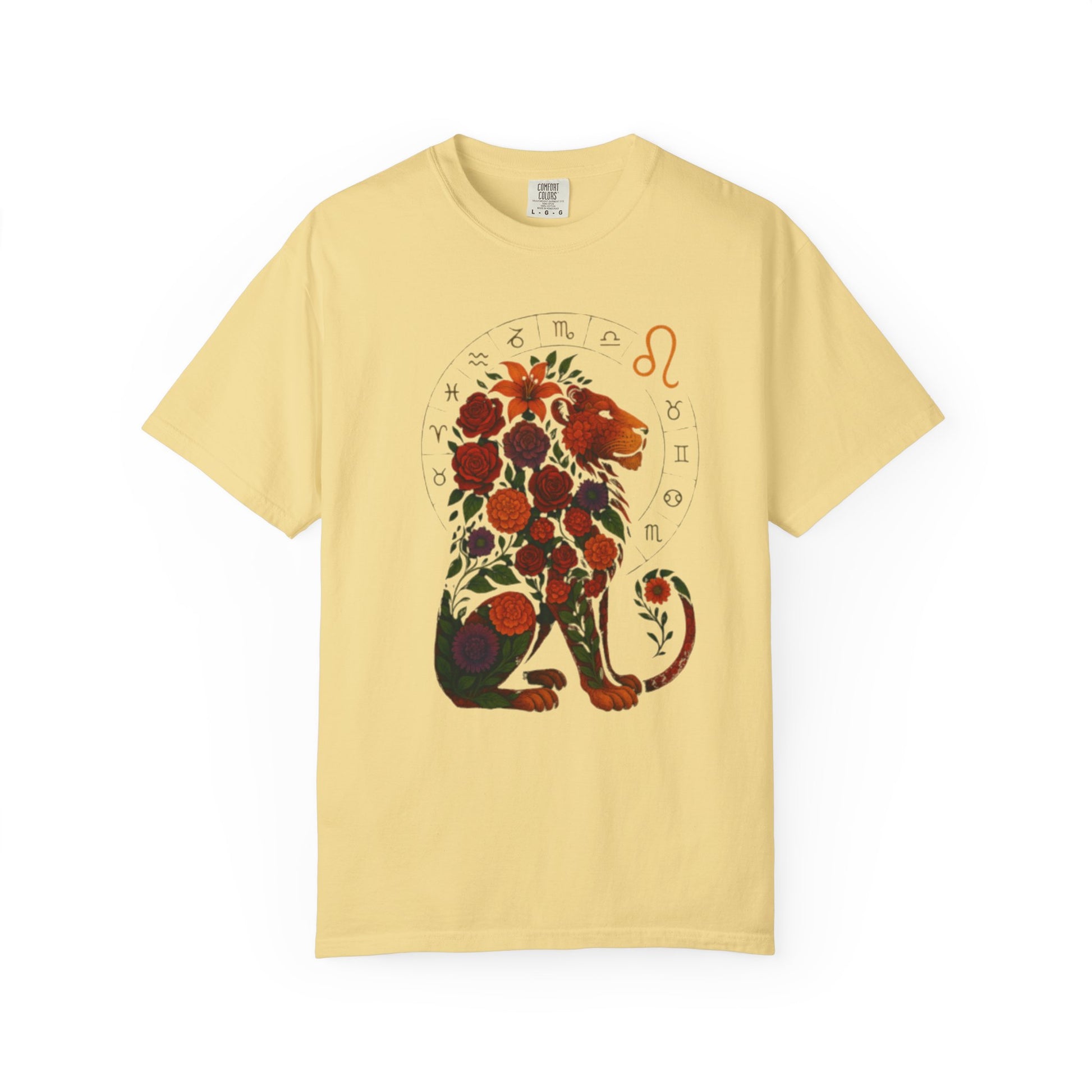 Leo Zodiac T-Shirt – Floral Lion Astrology Tee, Horoscope Graphic Shirt, Gift for Astrology Lovers, Leo Season Outfit