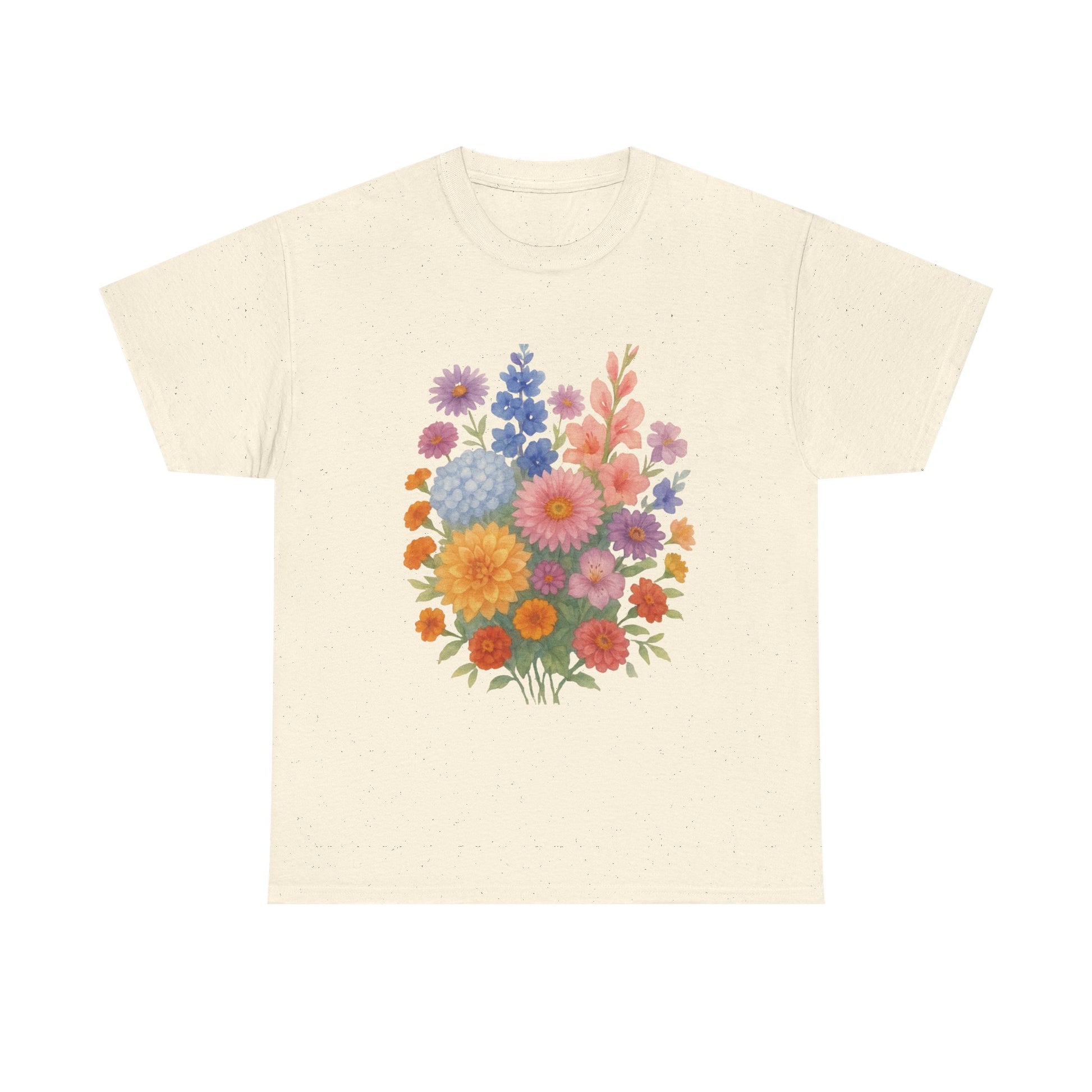 Floral Unisex Heavy Cotton Tee, Summer Casual Shirt, Gift for Her, Flower Lover's Tee, Spring Fashion, Eco-friendly Top