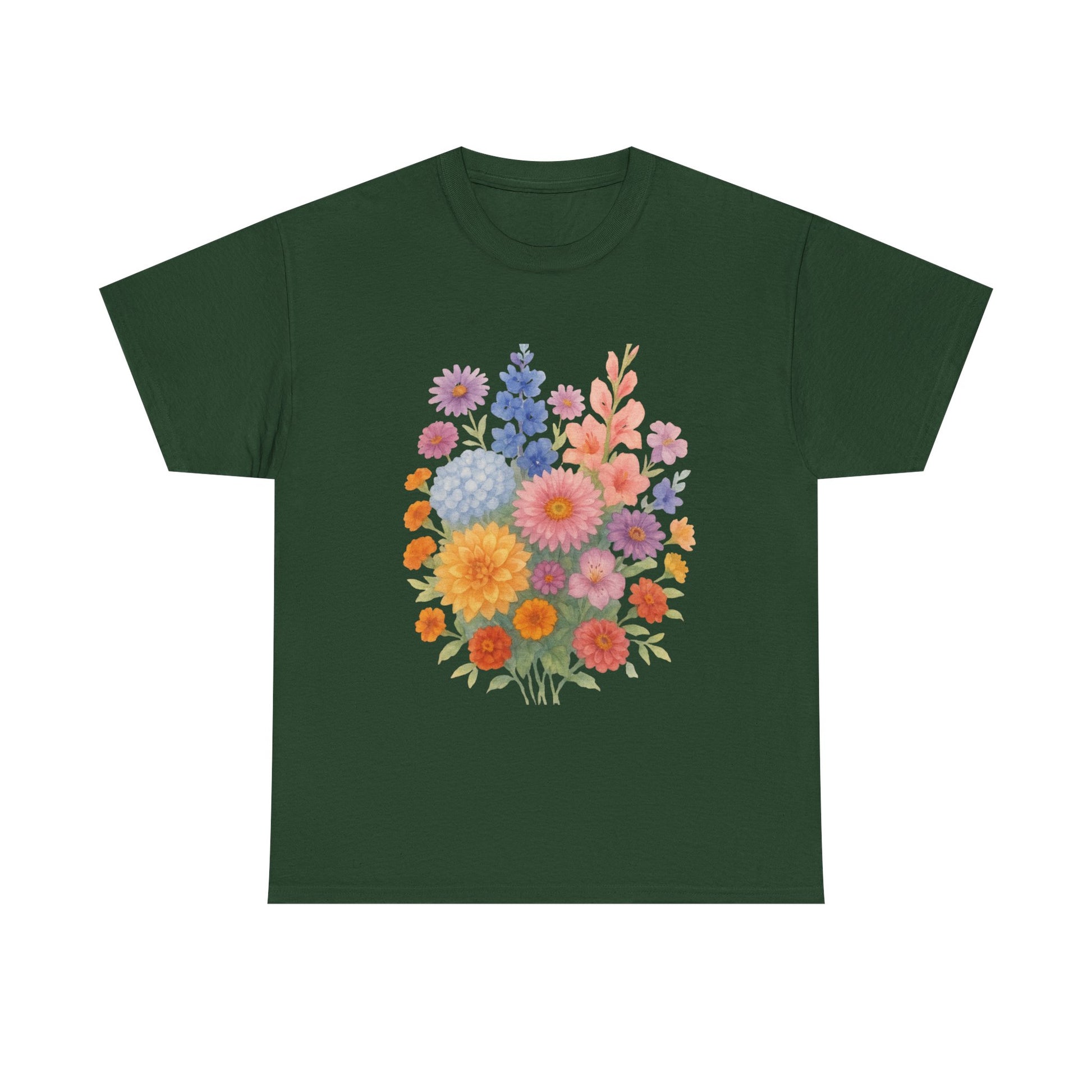 Floral Unisex Heavy Cotton Tee, Summer Casual Shirt, Gift for Her, Flower Lover's Tee, Spring Fashion, Eco-friendly Top