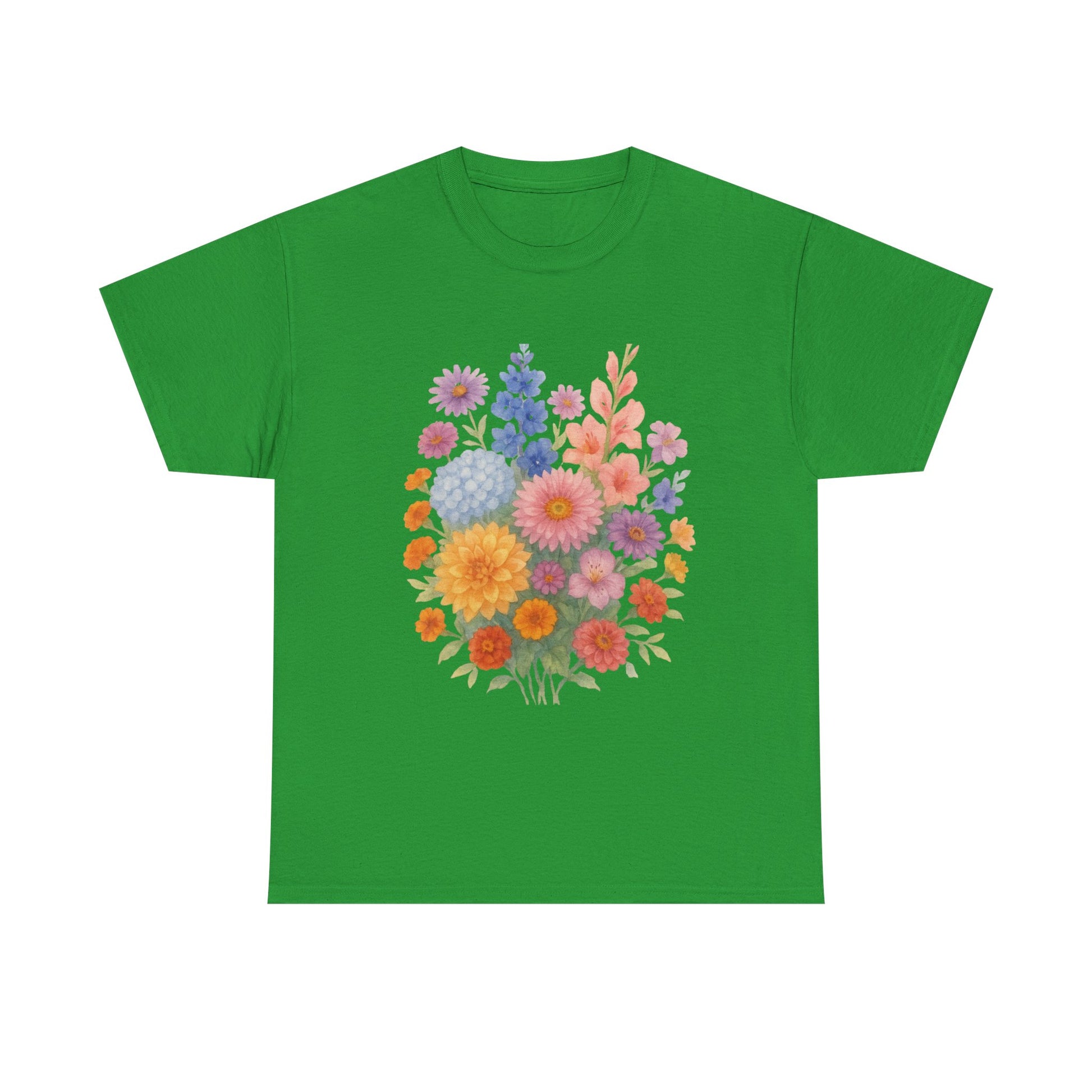Floral Unisex Heavy Cotton Tee, Summer Casual Shirt, Gift for Her, Flower Lover's Tee, Spring Fashion, Eco-friendly Top