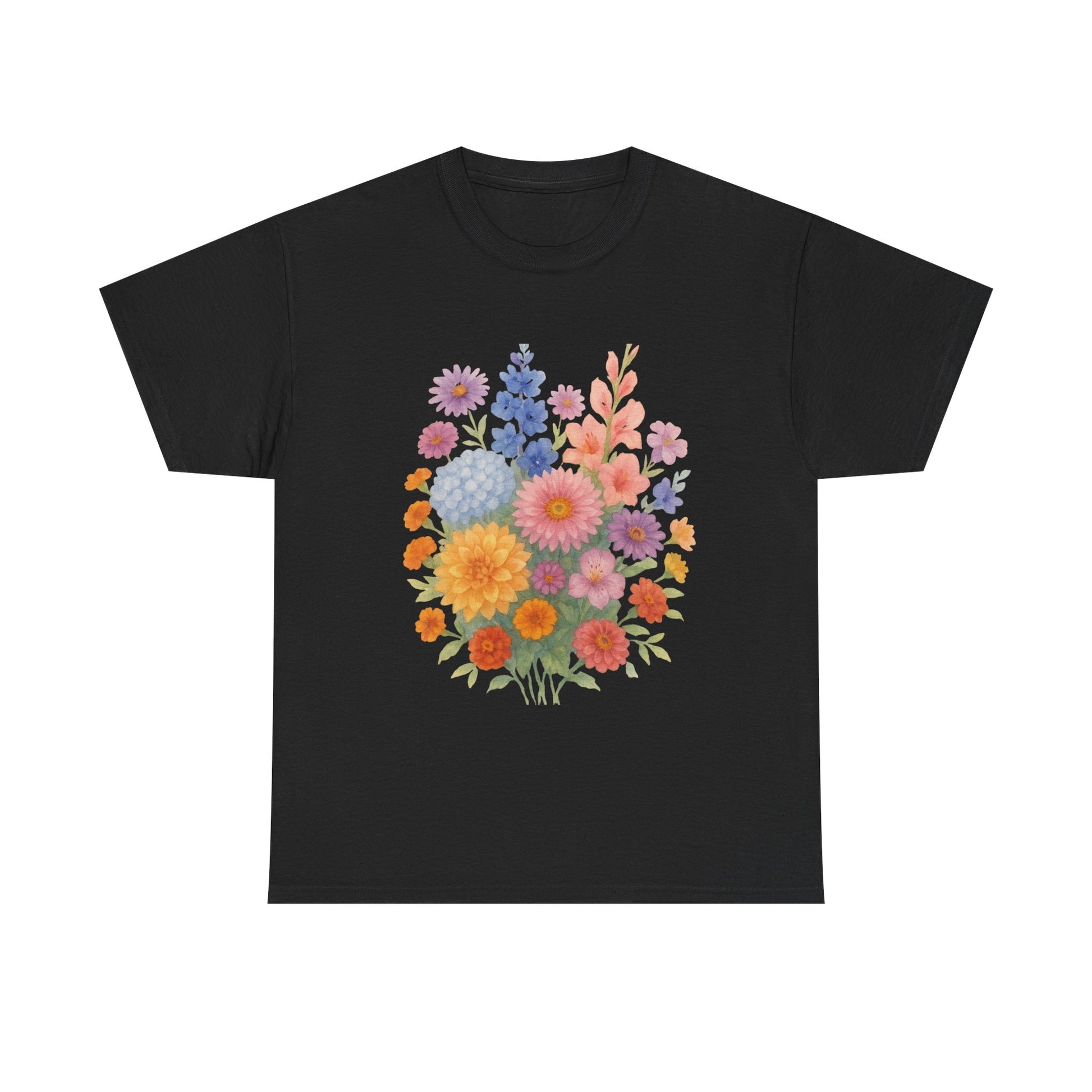 Floral Unisex Heavy Cotton Tee, Summer Casual Shirt, Gift for Her, Flower Lover's Tee, Spring Fashion, Eco-friendly Top