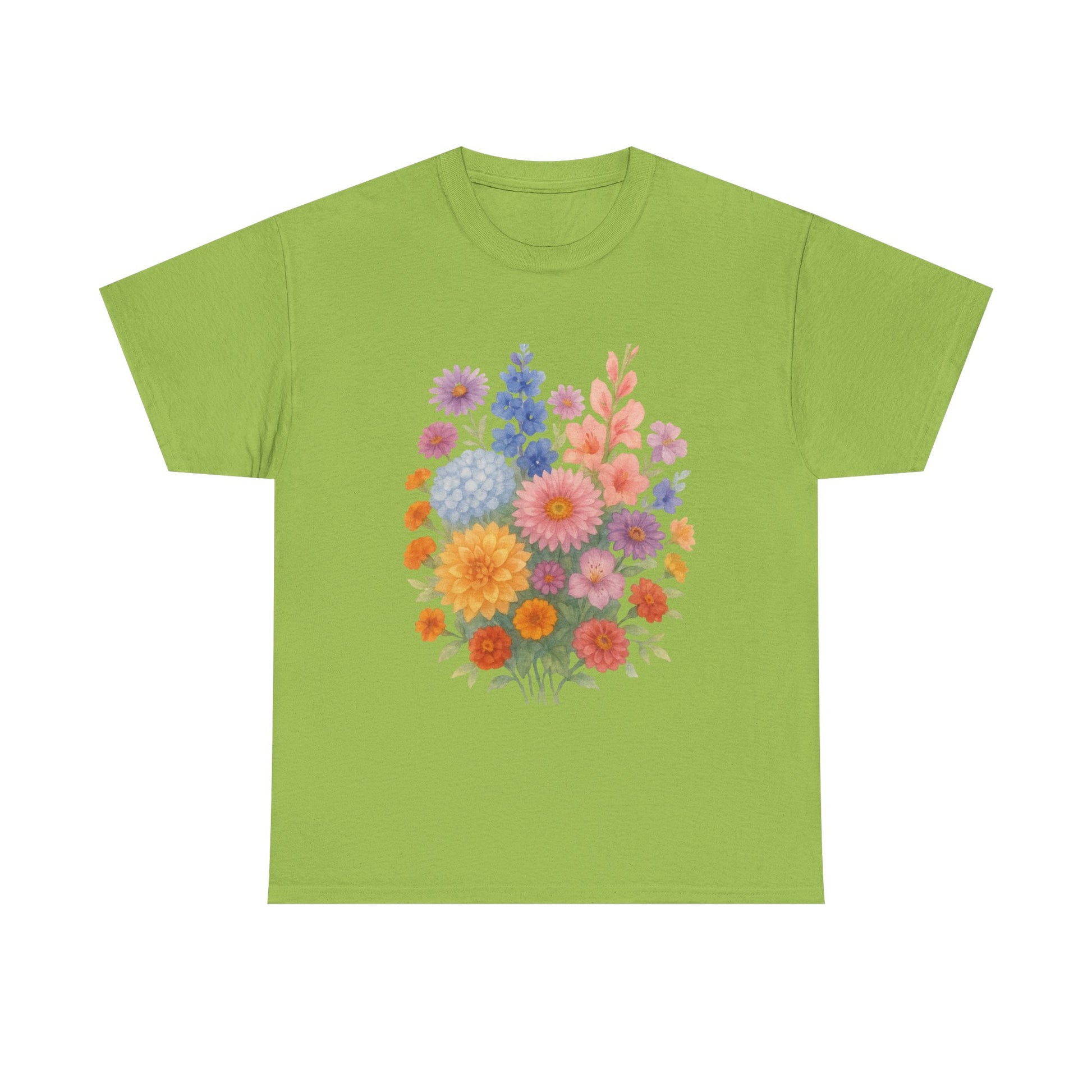 Floral Unisex Heavy Cotton Tee, Summer Casual Shirt, Gift for Her, Flower Lover's Tee, Spring Fashion, Eco-friendly Top