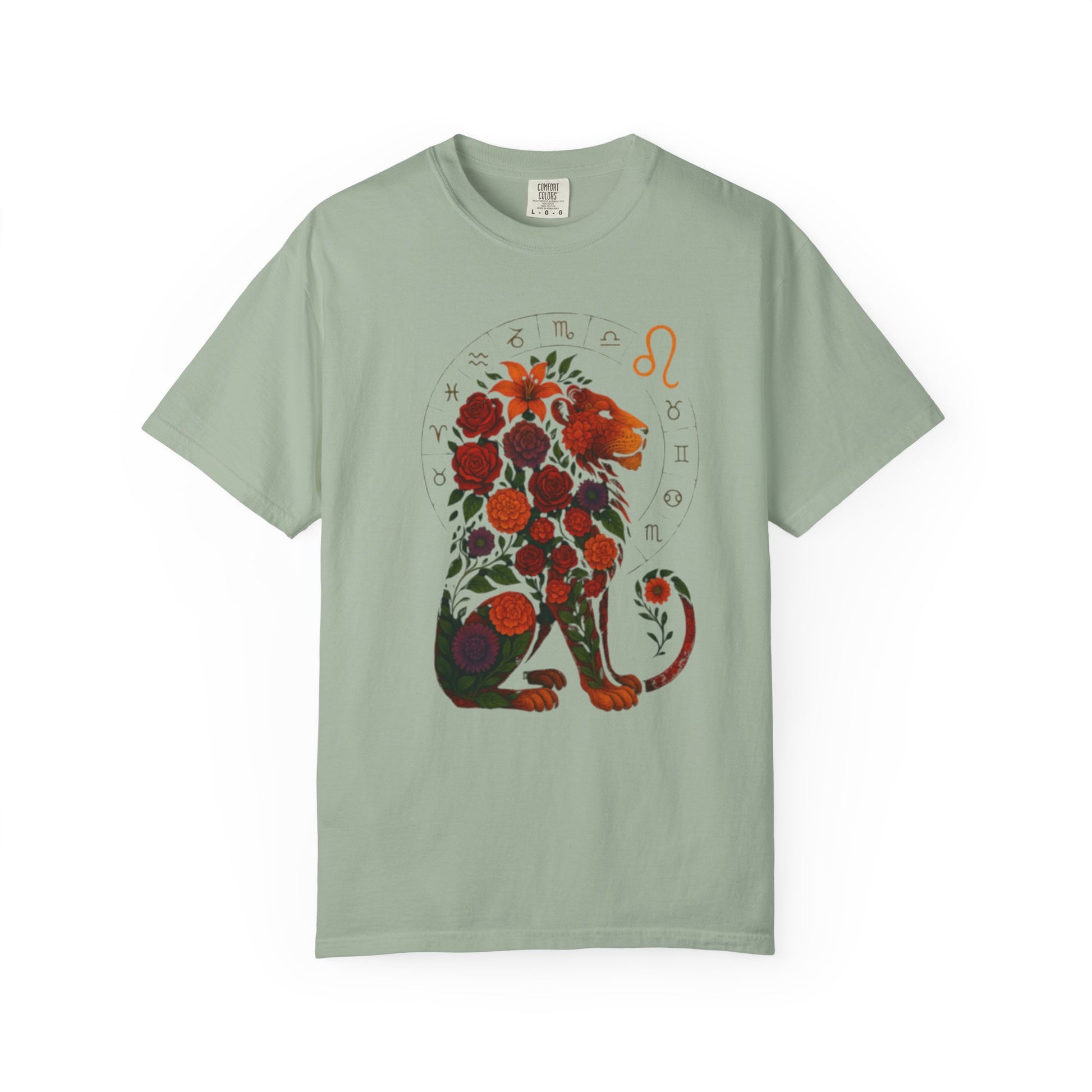 Leo Zodiac T-Shirt – Floral Lion Astrology Tee, Horoscope Graphic Shirt, Gift for Astrology Lovers, Leo Season Outfit