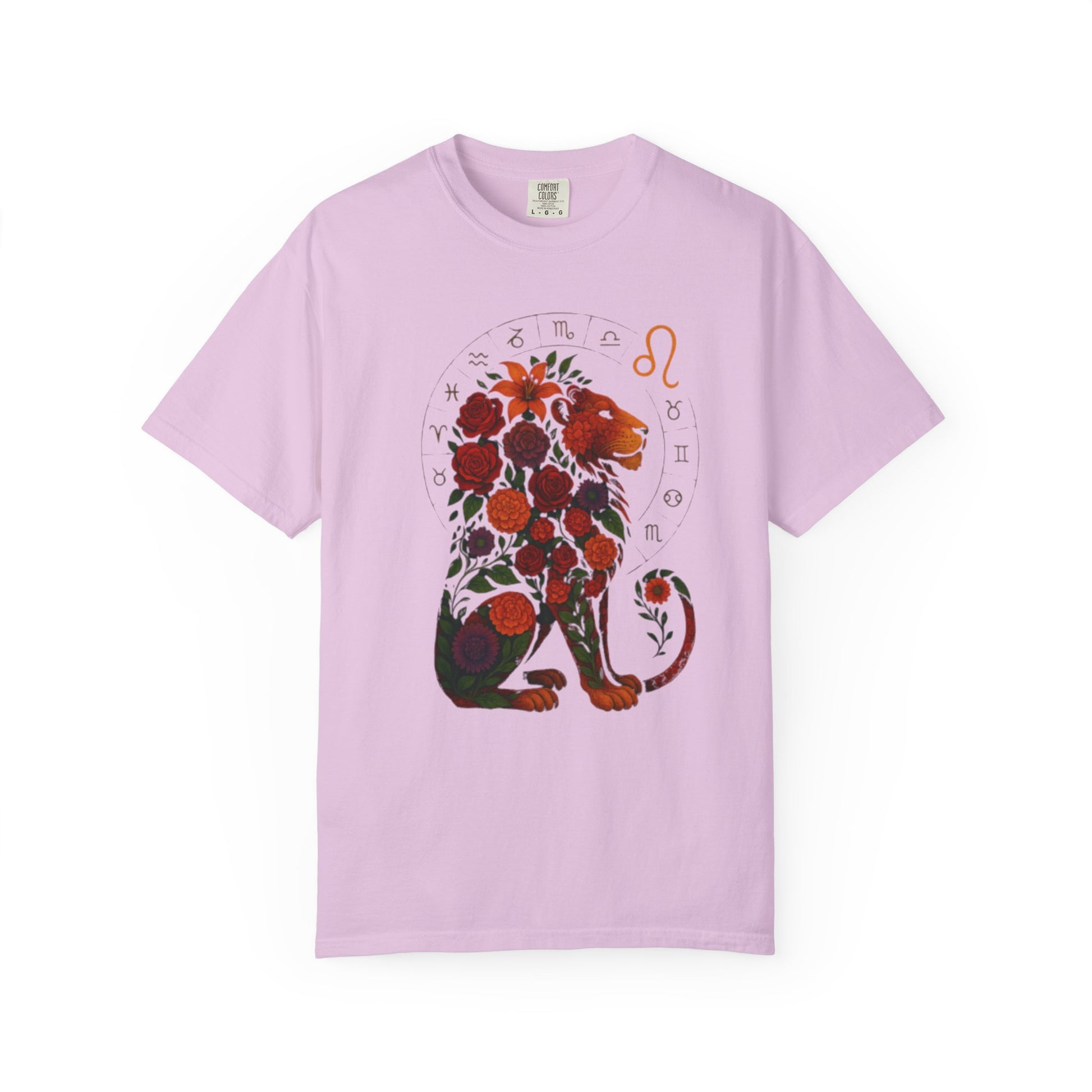 Leo Zodiac T-Shirt – Floral Lion Astrology Tee, Horoscope Graphic Shirt, Gift for Astrology Lovers, Leo Season Outfit