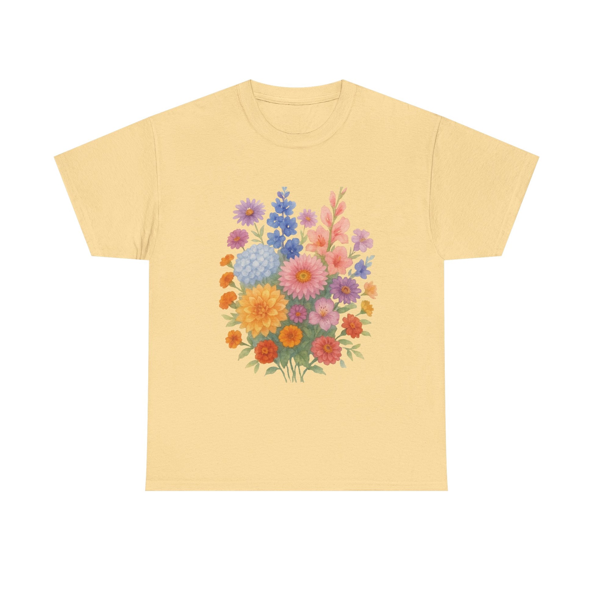 Floral Unisex Heavy Cotton Tee, Summer Casual Shirt, Gift for Her, Flower Lover's Tee, Spring Fashion, Eco-friendly Top