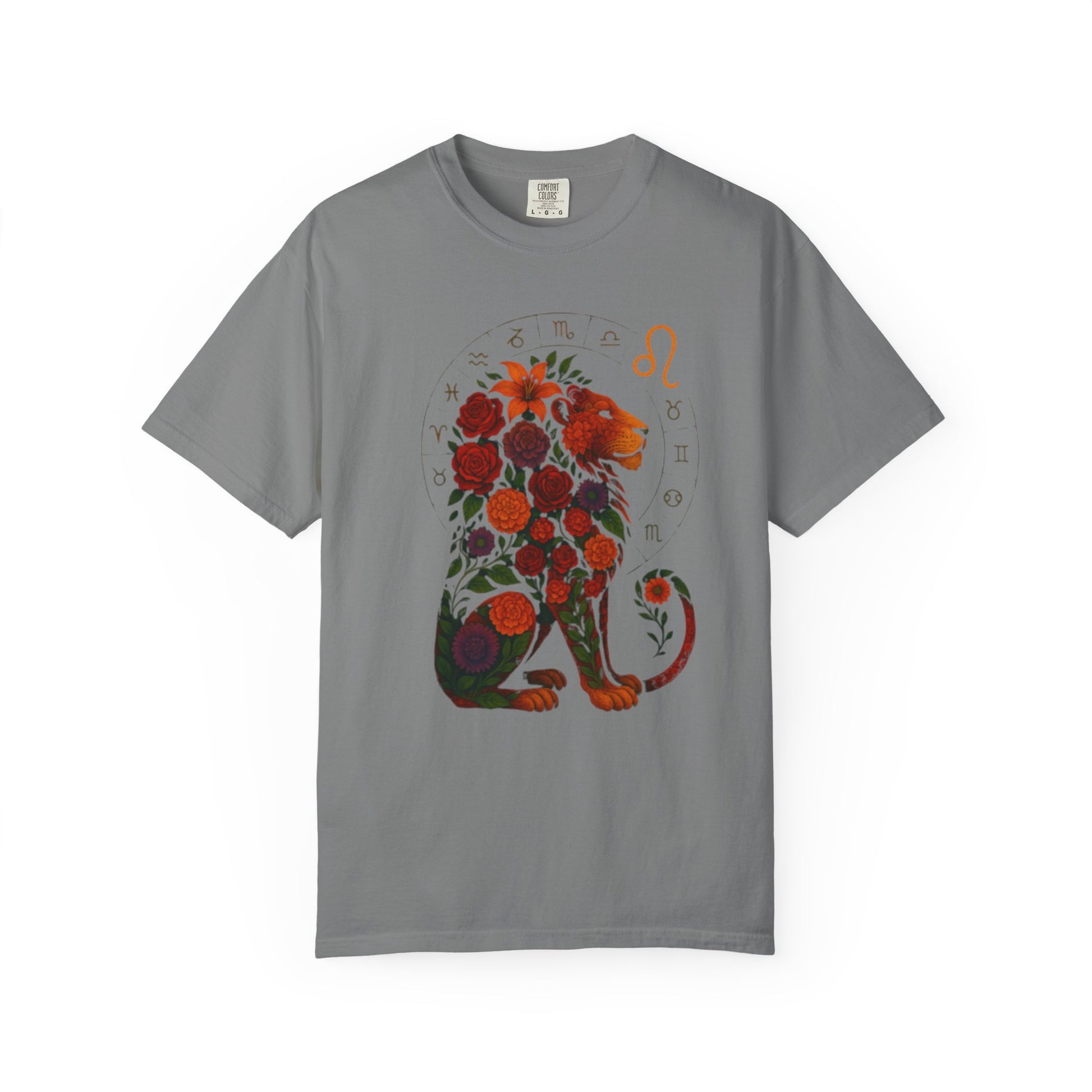 Leo Zodiac T-Shirt – Floral Lion Astrology Tee, Horoscope Graphic Shirt, Gift for Astrology Lovers, Leo Season Outfit