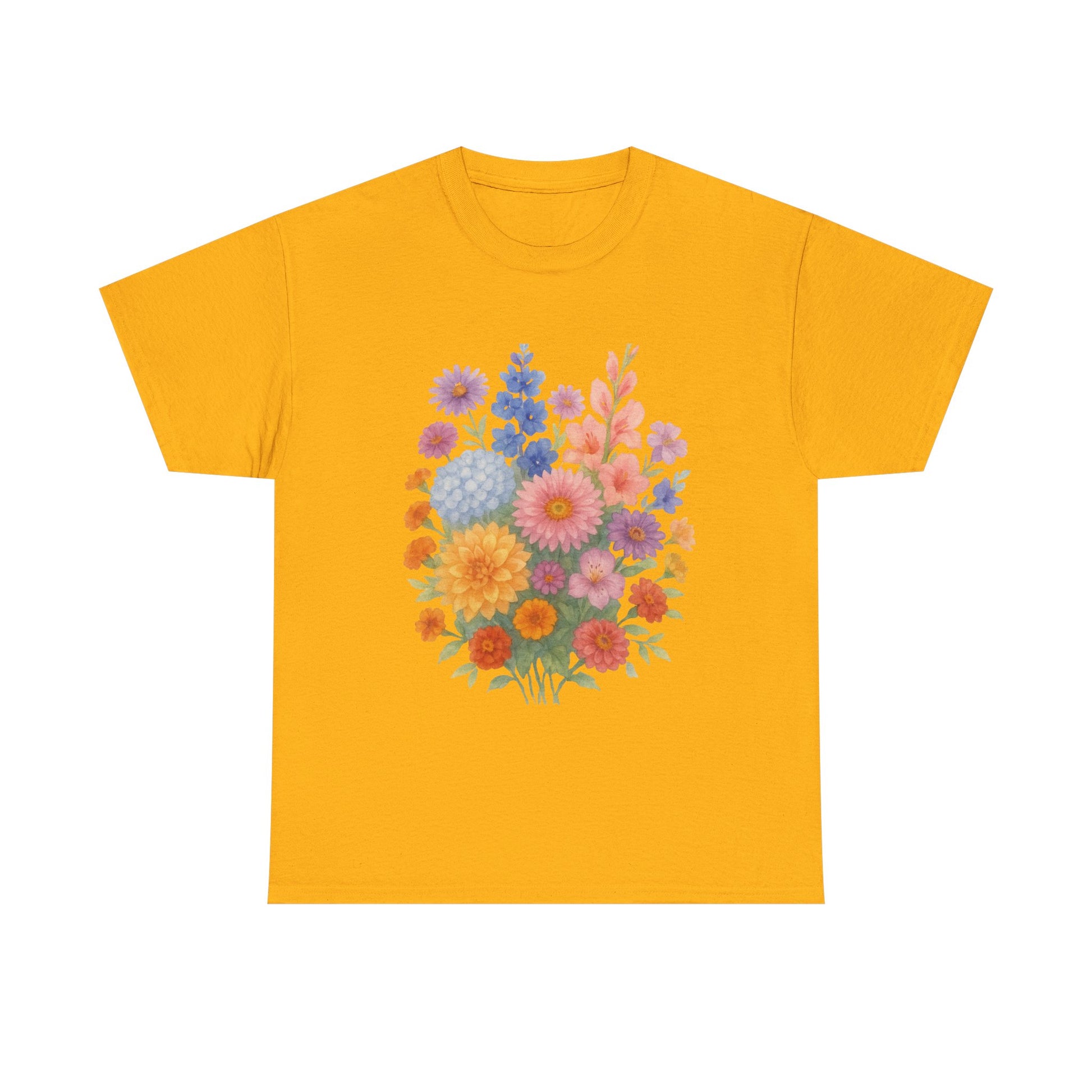 Floral Unisex Heavy Cotton Tee, Summer Casual Shirt, Gift for Her, Flower Lover's Tee, Spring Fashion, Eco-friendly Top