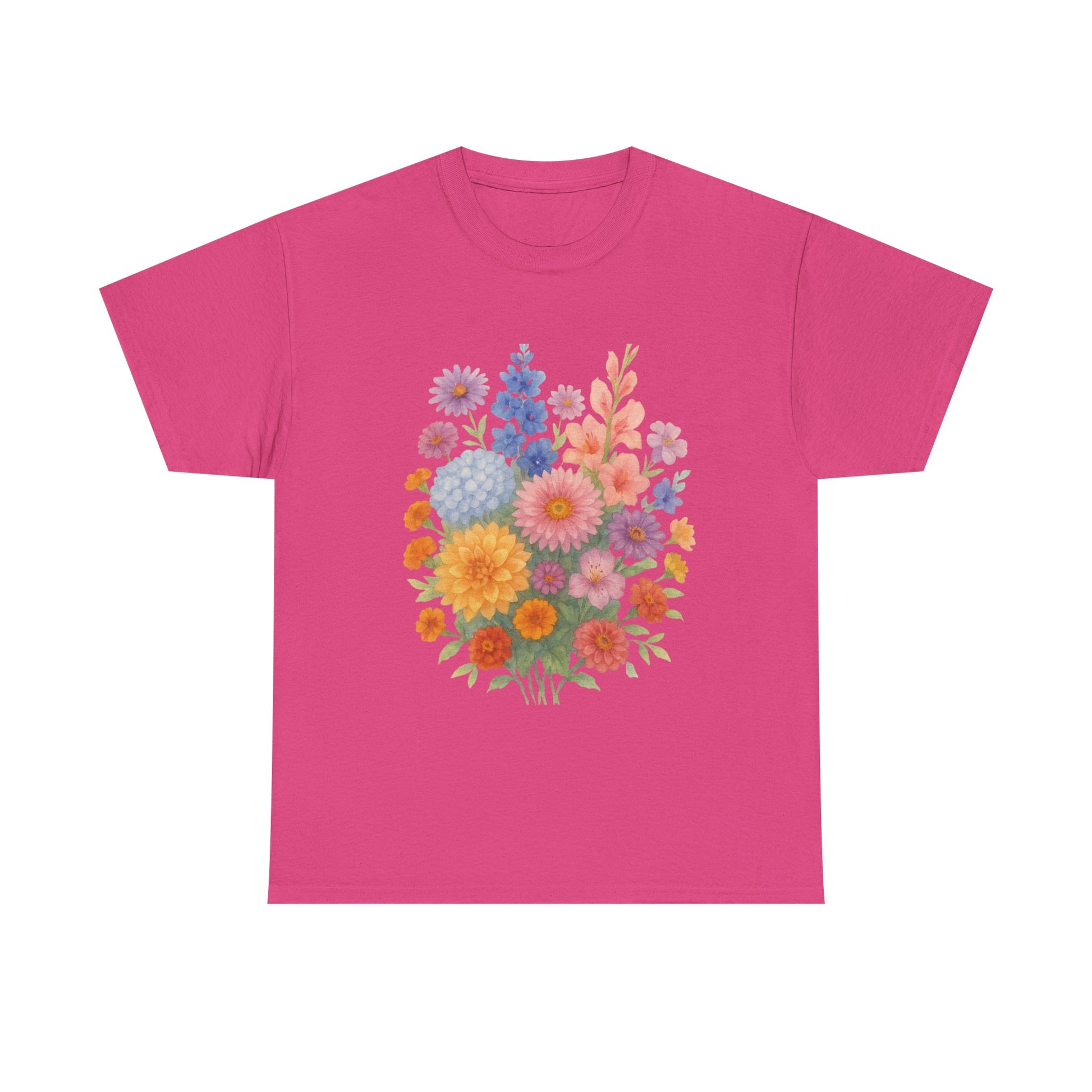 Floral Unisex Heavy Cotton Tee, Summer Casual Shirt, Gift for Her, Flower Lover's Tee, Spring Fashion, Eco-friendly Top