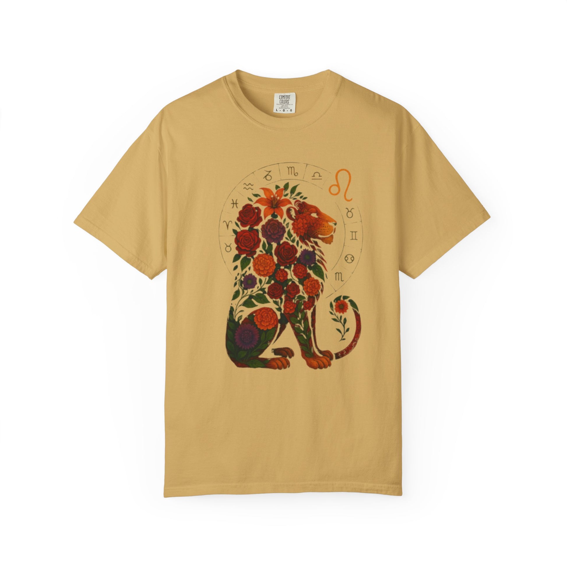 Leo Zodiac T-Shirt – Floral Lion Astrology Tee, Horoscope Graphic Shirt, Gift for Astrology Lovers, Leo Season Outfit