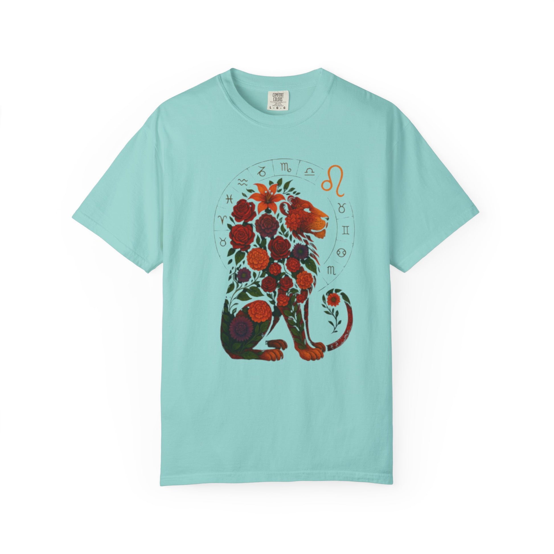 Leo Zodiac T-Shirt – Floral Lion Astrology Tee, Horoscope Graphic Shirt, Gift for Astrology Lovers, Leo Season Outfit