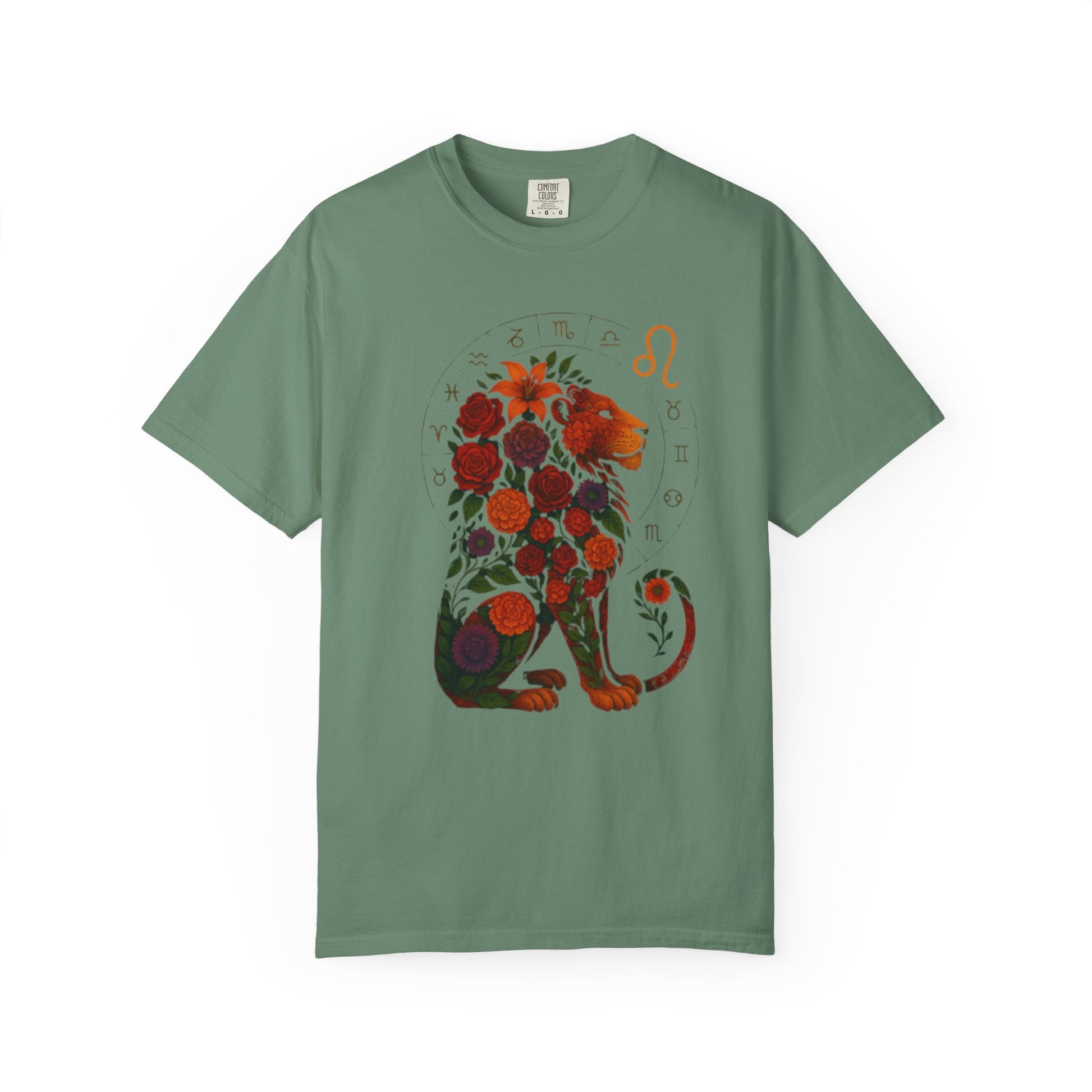 Leo Zodiac T-Shirt – Floral Lion Astrology Tee, Horoscope Graphic Shirt, Gift for Astrology Lovers, Leo Season Outfit