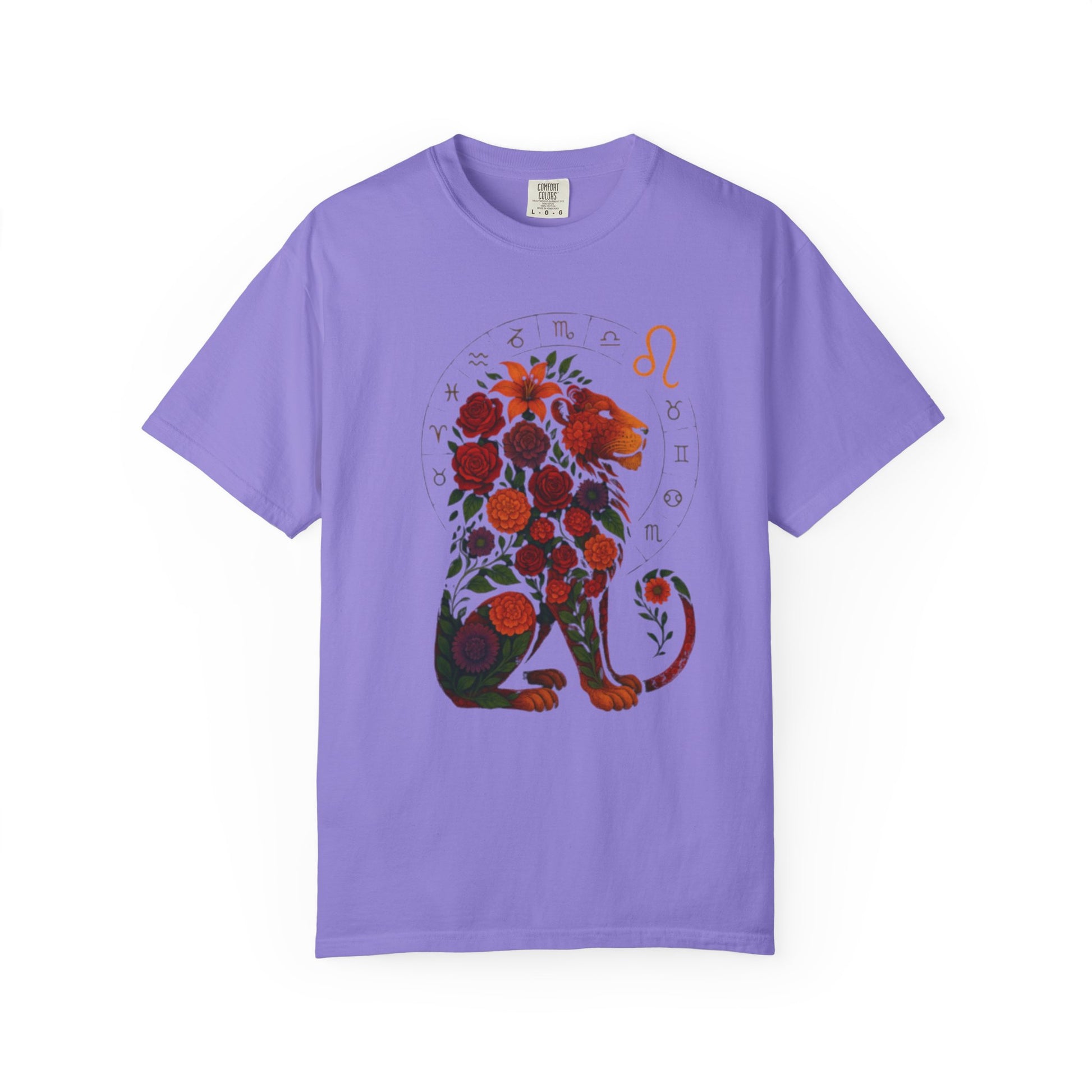 Leo Zodiac T-Shirt – Floral Lion Astrology Tee, Horoscope Graphic Shirt, Gift for Astrology Lovers, Leo Season Outfit