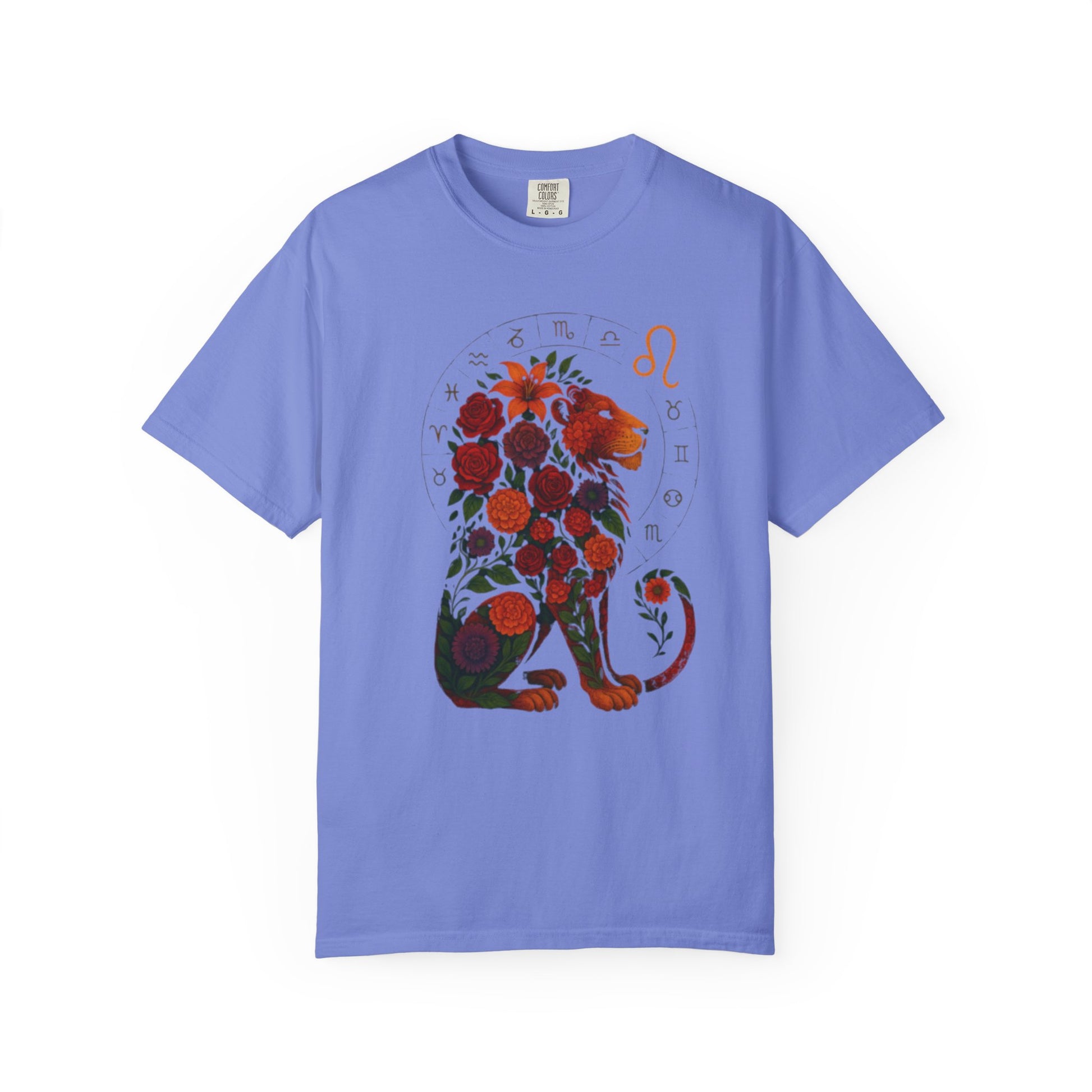 Leo Zodiac T-Shirt – Floral Lion Astrology Tee, Horoscope Graphic Shirt, Gift for Astrology Lovers, Leo Season Outfit